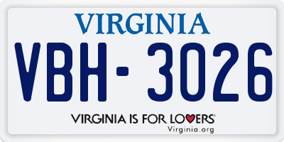VA license plate VBH3026