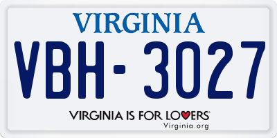 VA license plate VBH3027