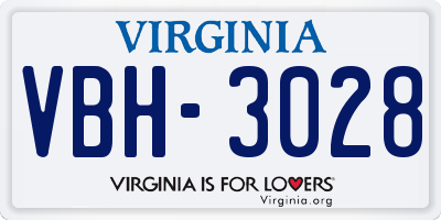 VA license plate VBH3028