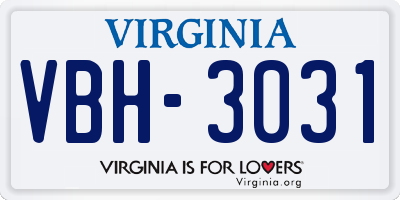 VA license plate VBH3031