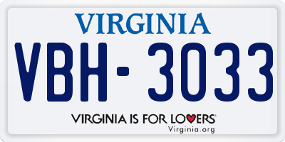 VA license plate VBH3033