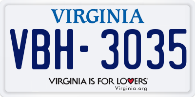 VA license plate VBH3035