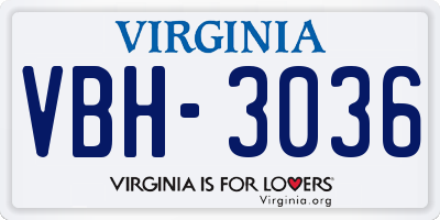 VA license plate VBH3036
