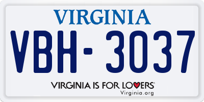 VA license plate VBH3037