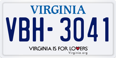 VA license plate VBH3041