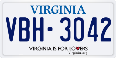 VA license plate VBH3042