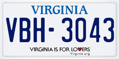 VA license plate VBH3043
