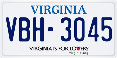 VA license plate VBH3045
