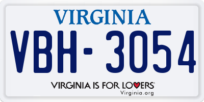 VA license plate VBH3054