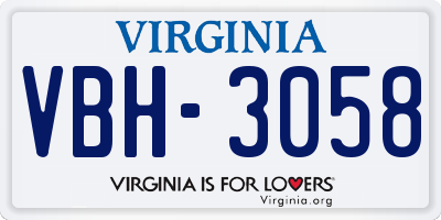 VA license plate VBH3058