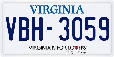VA license plate VBH3059