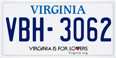 VA license plate VBH3062