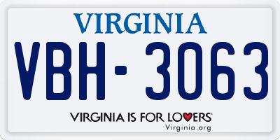VA license plate VBH3063