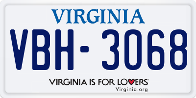 VA license plate VBH3068