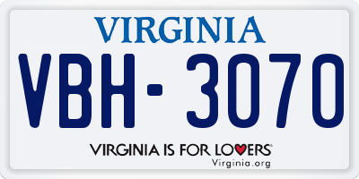 VA license plate VBH3070
