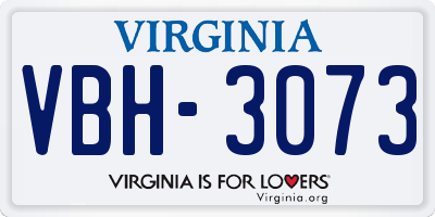 VA license plate VBH3073