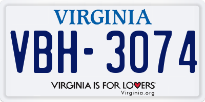 VA license plate VBH3074