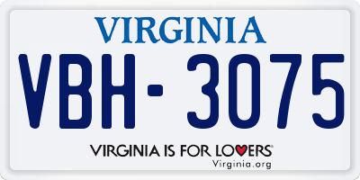VA license plate VBH3075
