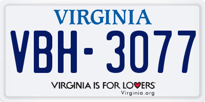 VA license plate VBH3077