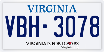 VA license plate VBH3078