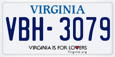 VA license plate VBH3079