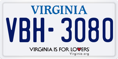 VA license plate VBH3080