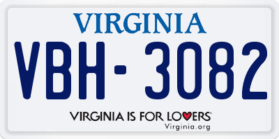VA license plate VBH3082