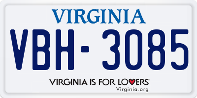 VA license plate VBH3085