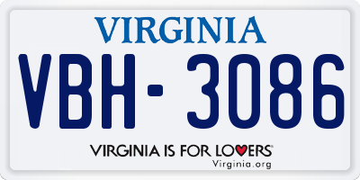 VA license plate VBH3086