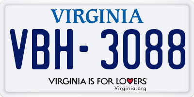 VA license plate VBH3088