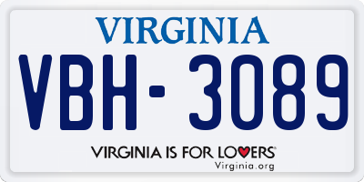 VA license plate VBH3089