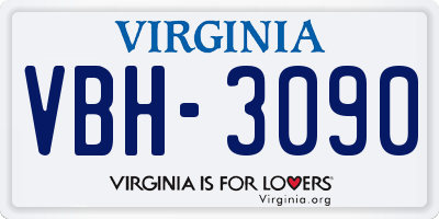 VA license plate VBH3090