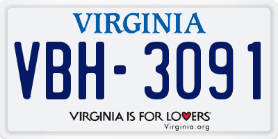 VA license plate VBH3091