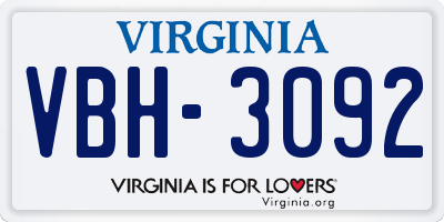 VA license plate VBH3092