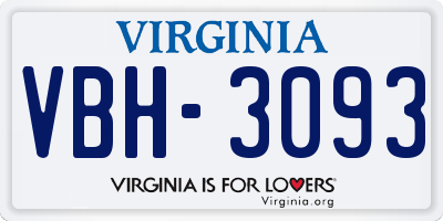 VA license plate VBH3093