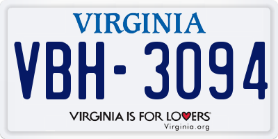 VA license plate VBH3094