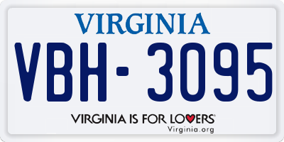 VA license plate VBH3095