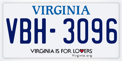 VA license plate VBH3096