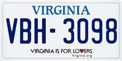 VA license plate VBH3098