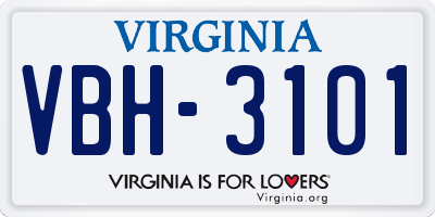 VA license plate VBH3101