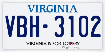 VA license plate VBH3102