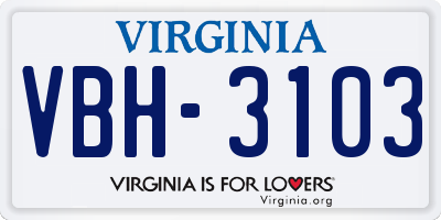 VA license plate VBH3103