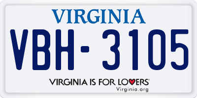 VA license plate VBH3105