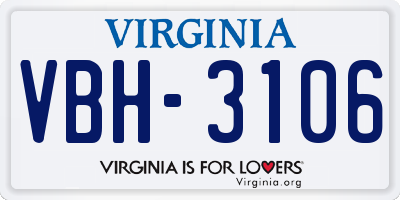 VA license plate VBH3106
