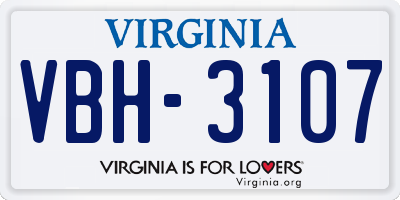 VA license plate VBH3107