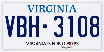 VA license plate VBH3108