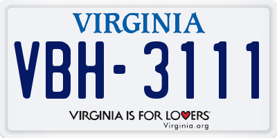 VA license plate VBH3111