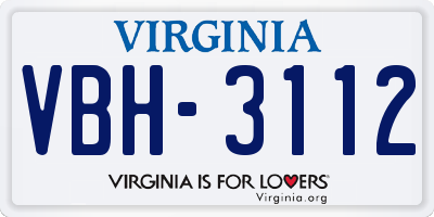 VA license plate VBH3112