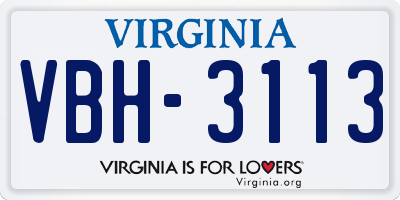 VA license plate VBH3113