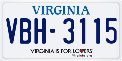 VA license plate VBH3115